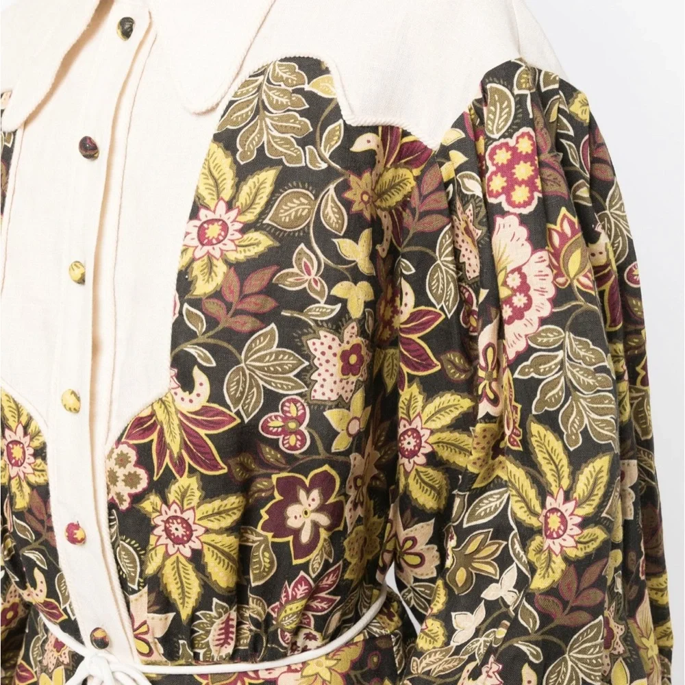 Alemais Floral Puff Sleeve Dress - Cream and Multicolor - Picture 9 of 9